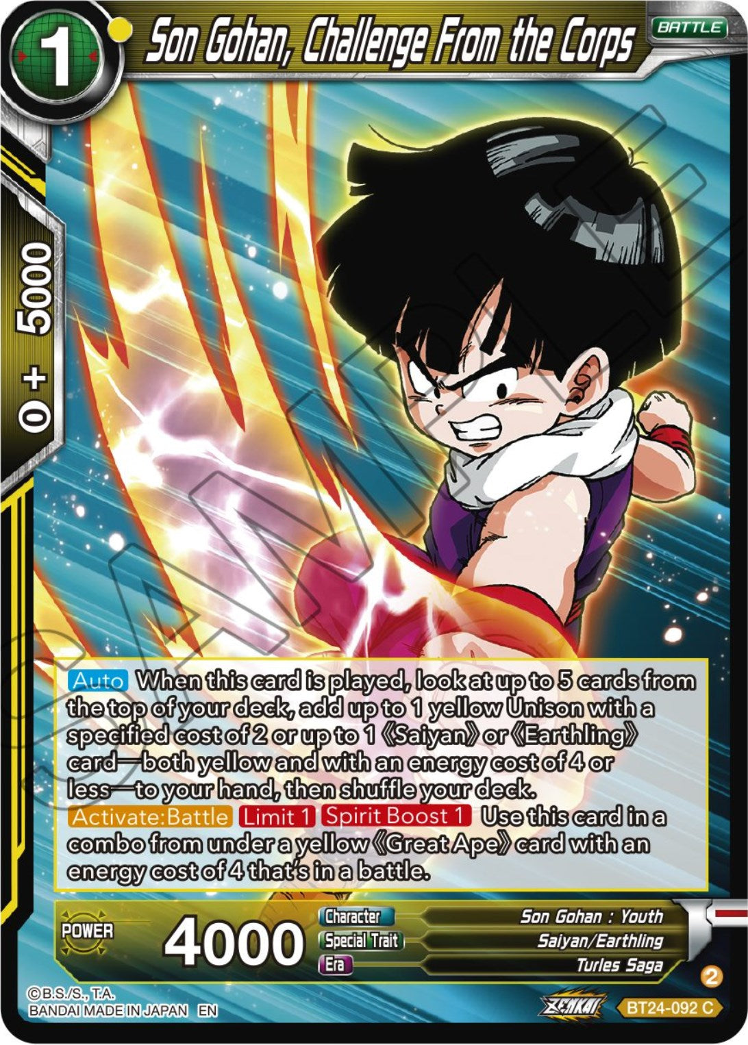 Son Gohan, Challenge From the Corps (BT24-092) [Beyond Generations] | Cracking-Singles