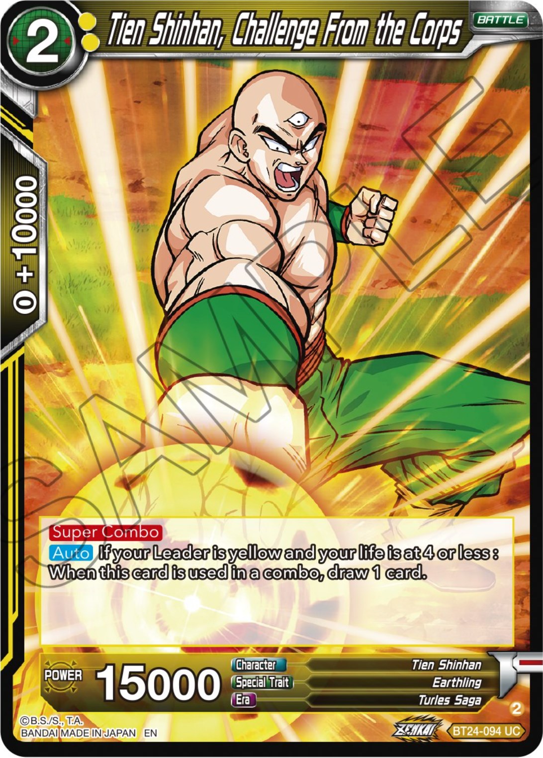 Tien Shinhan, Challenge From the Corps (BT24-094) [Beyond Generations] | Cracking-Singles