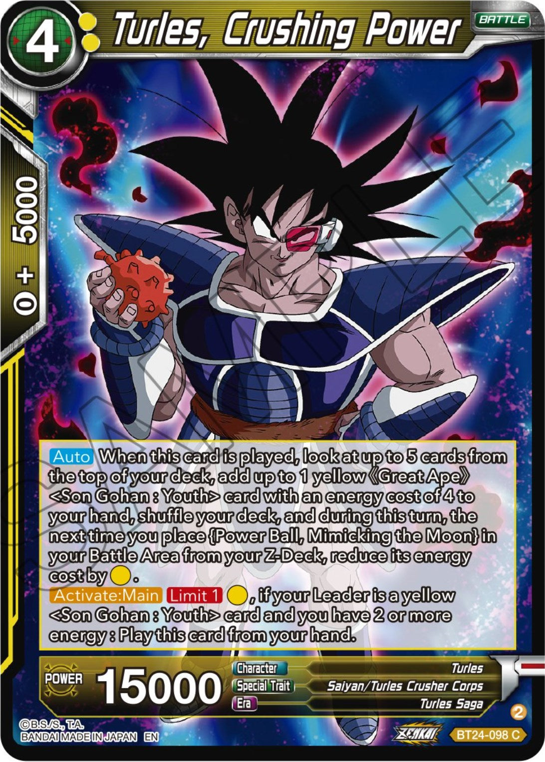 Turles, Crushing Power (BT24-098) [Beyond Generations] | Cracking-Singles