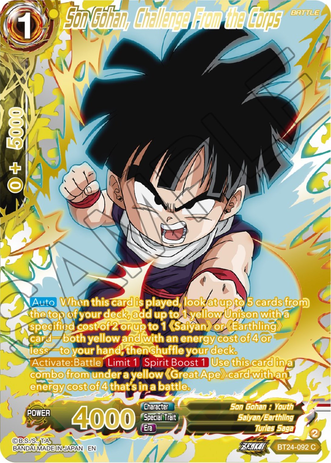 Son Gohan, Challenge From the Corps (Collector Booster) (BT24-092) [Beyond Generations] | Cracking-Singles