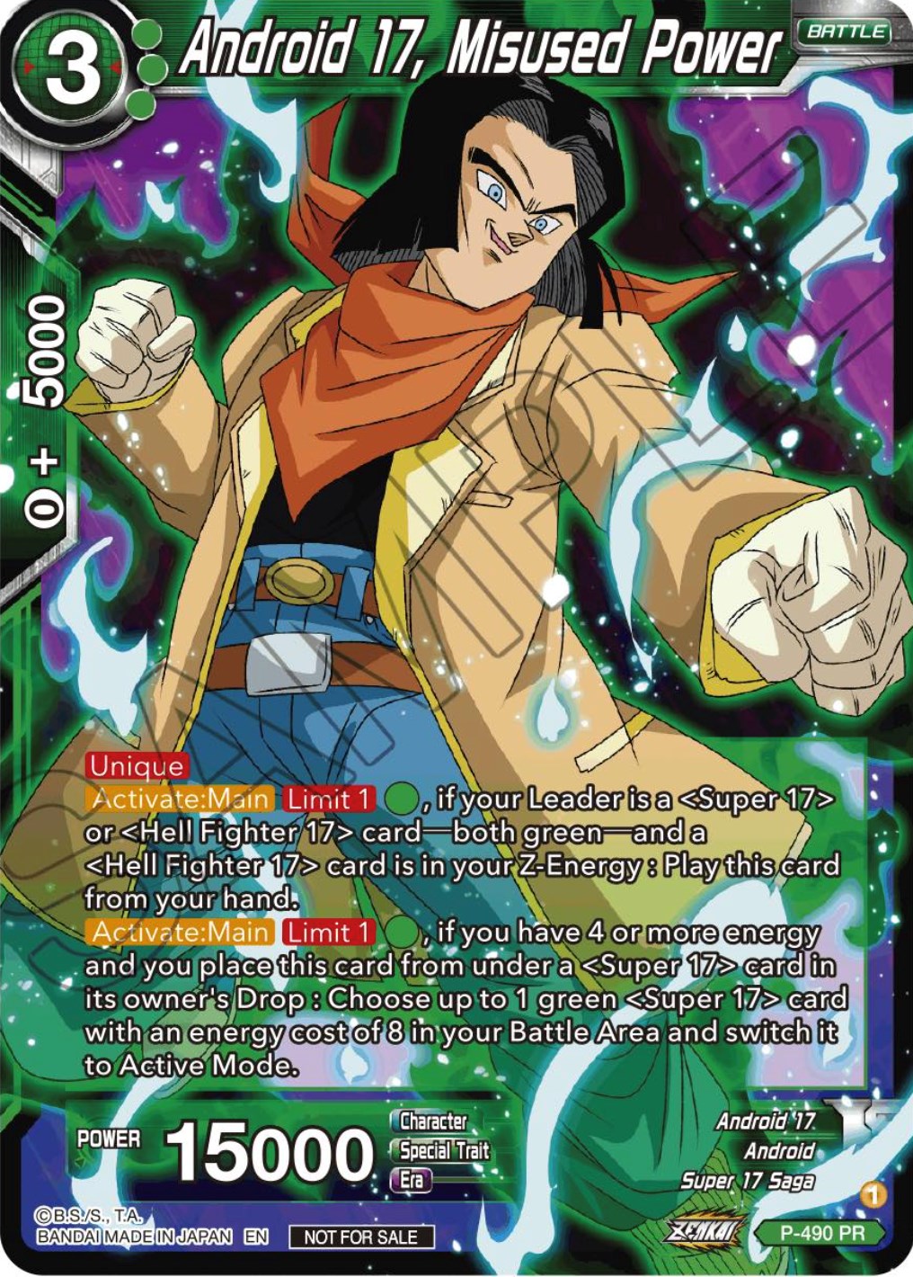 Android 17, Misused Power (Zenkai Series Tournament Pack Vol.3) (P-490) [Tournament Promotion Cards] | Cracking-Singles