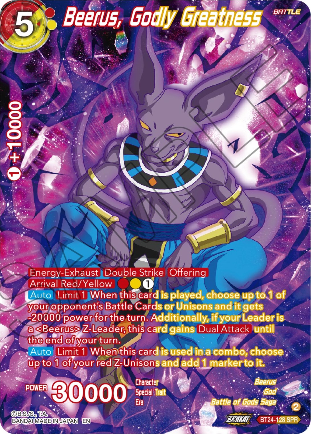 Beerus, Godly Greatness (SPR) (BT24-128) [Beyond Generations] | Cracking-Singles