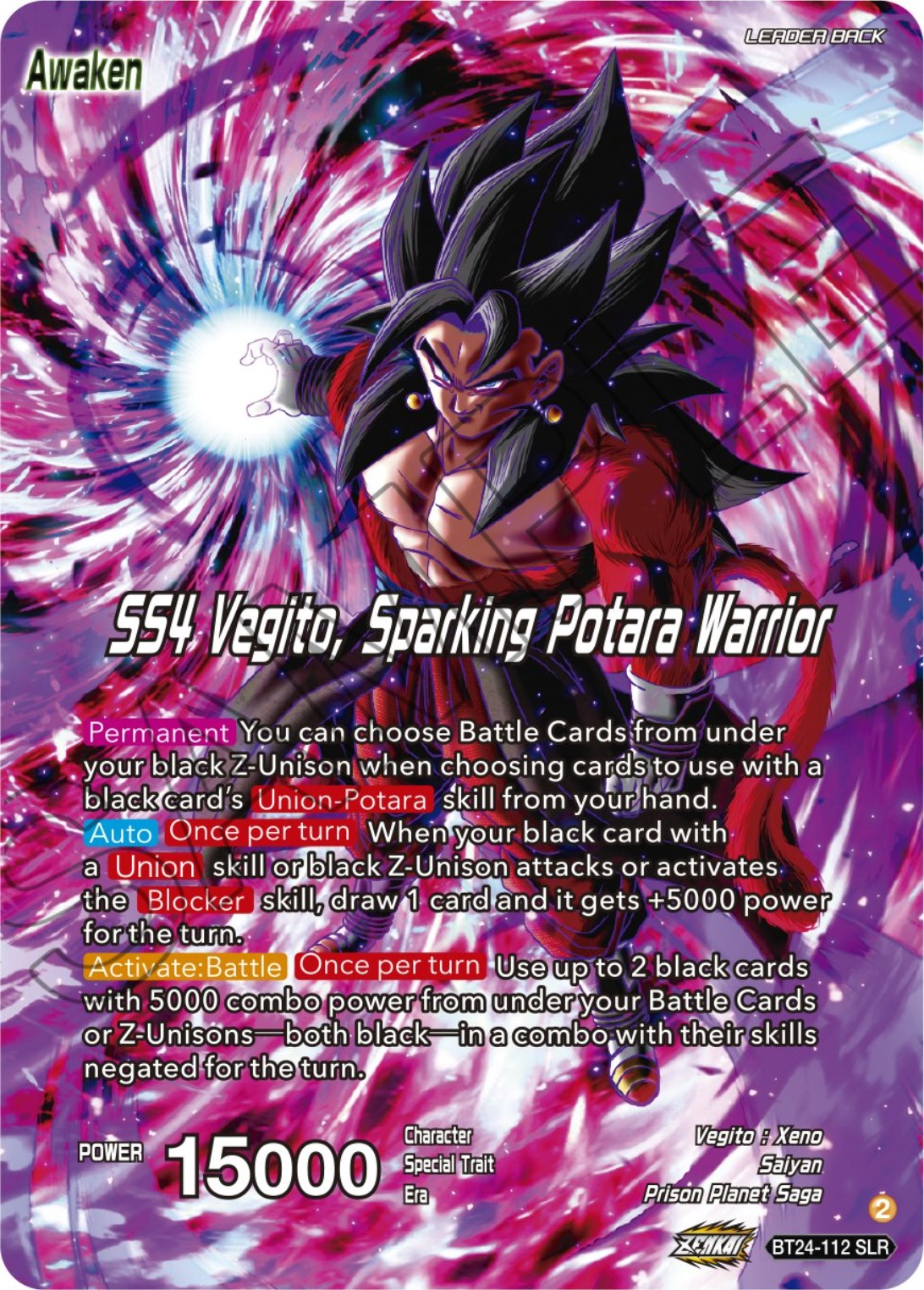 SS4 Son Goku & SS4 Vegeta // SS4 Vegito, Sparking Potara Warrior (SLR) (BT24-112) [Beyond Generations] | Cracking-Singles