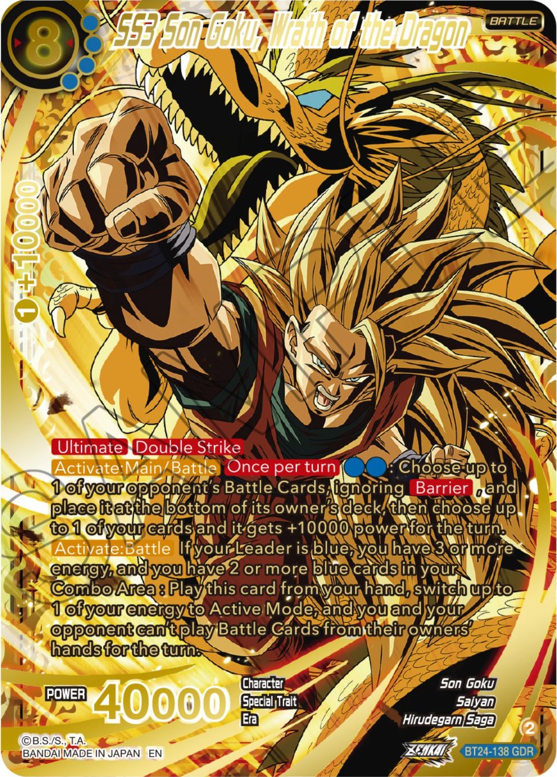 SS3 Son Goku, Wrath of the Dragon (GDR) (BT24-138) [Beyond Generations] | Cracking-Singles