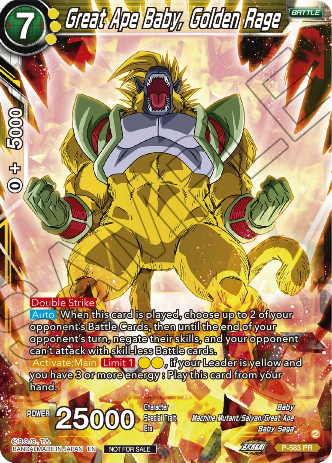 Great Ape Baby, Golden Rage (Zenkai Series Tournament Pack Vol.7) (P-583) [Tournament Promotion Cards] | Cracking-Singles