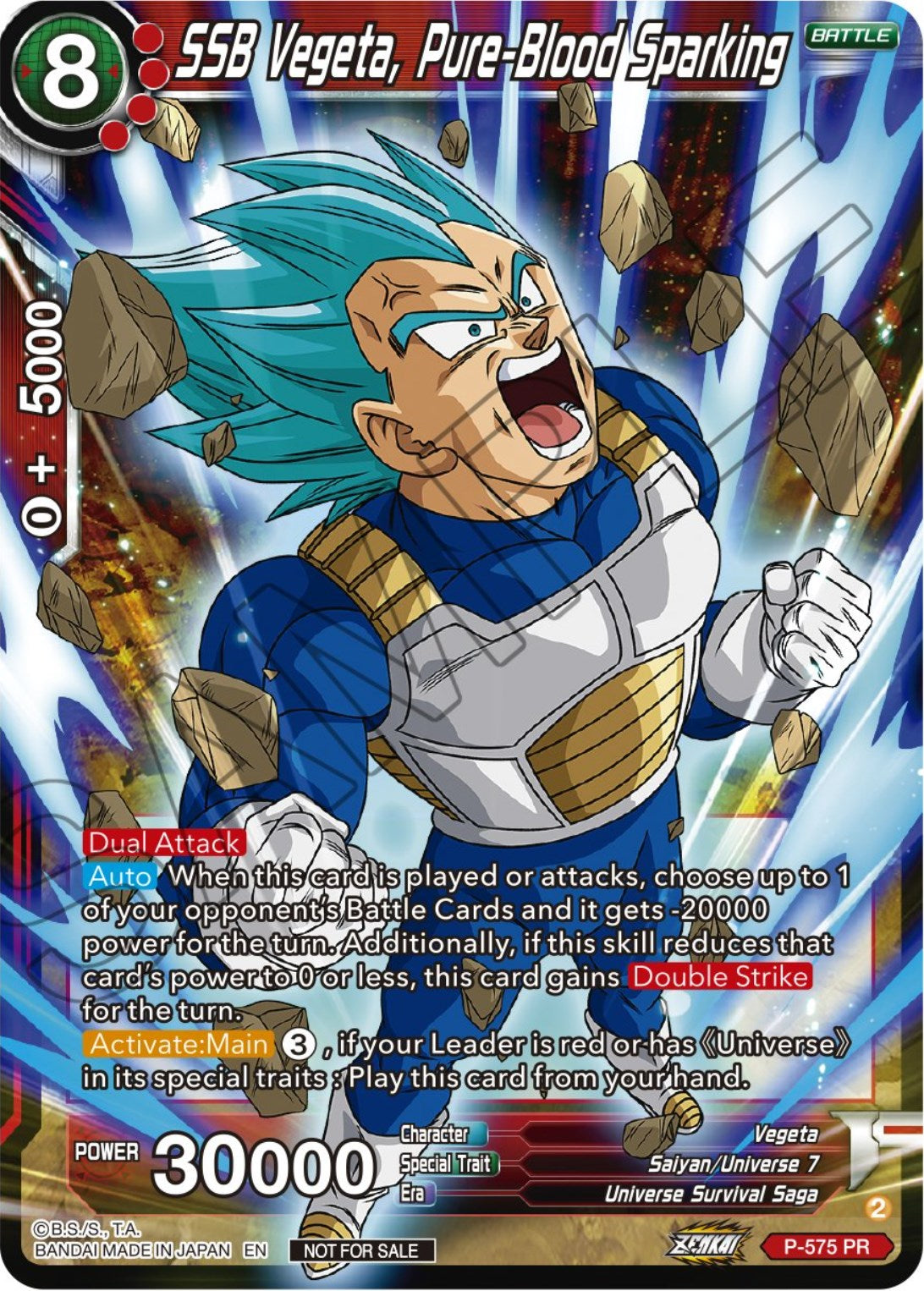 SSB Vegeta, Pure-Blood Sparking (Zenkai Series Tournament Pack Vol.7) (P-575) [Tournament Promotion Cards] | Cracking-Singles