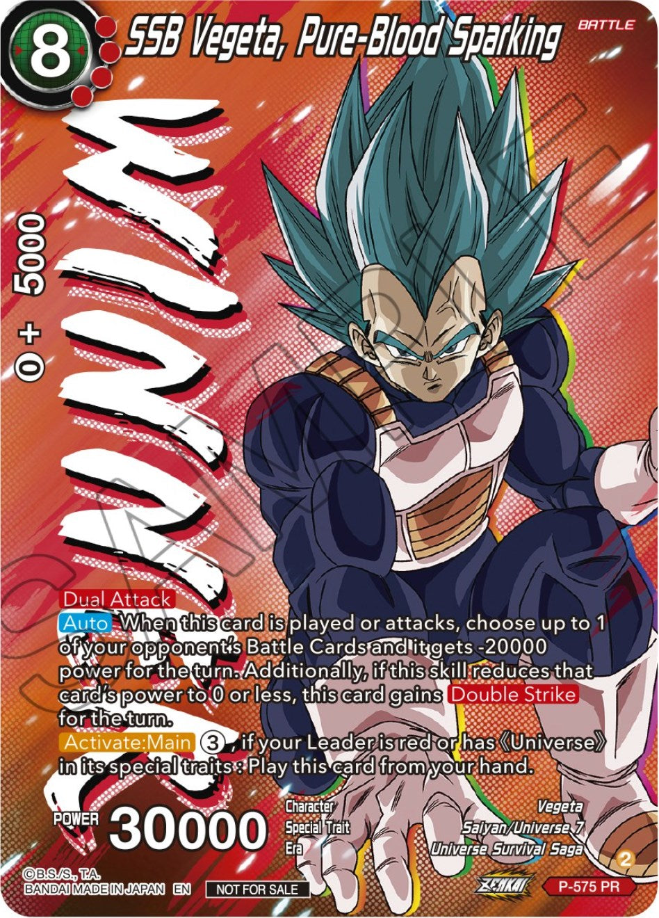 SSB Vegeta, Pure-Blood Sparking (Zenkai Series Tournament Pack Vol.7) (Winner) (P-575) [Tournament Promotion Cards] | Cracking-Singles