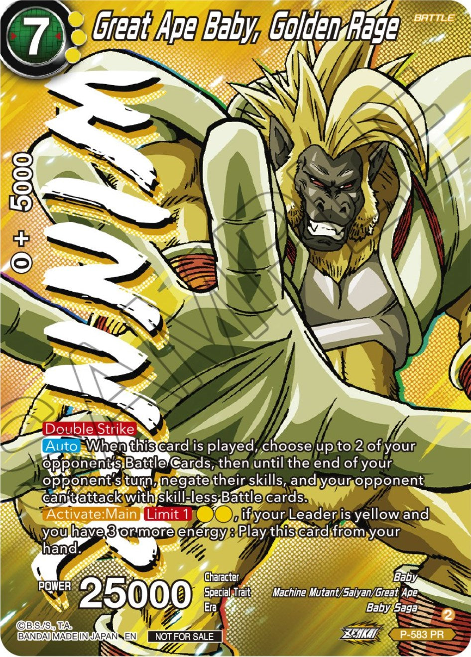 Great Ape Baby, Golden Rage (Zenkai Series Tournament Pack Vol.7) (Winner) (P-583) [Tournament Promotion Cards] | Cracking-Singles