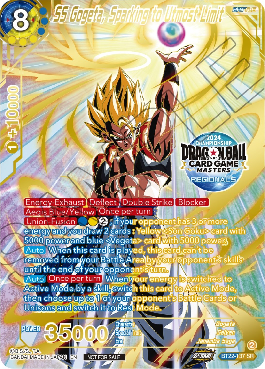 SS Gogeta, Sparking to Utmost Limit (2024 Championship Regionals Top 16) (BT22-137) [Tournament Promotion Cards] | Cracking-Singles