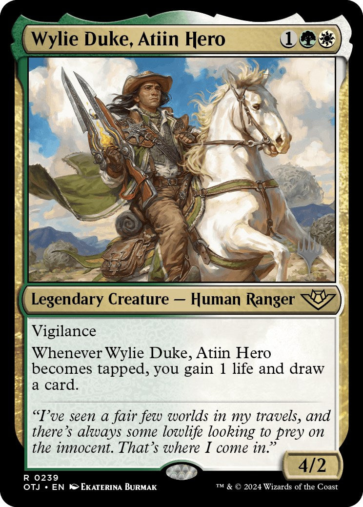 Wylie Duke, Atiin Hero (Promo Pack) [Outlaws of Thunder Junction Promos] | Cracking-Singles