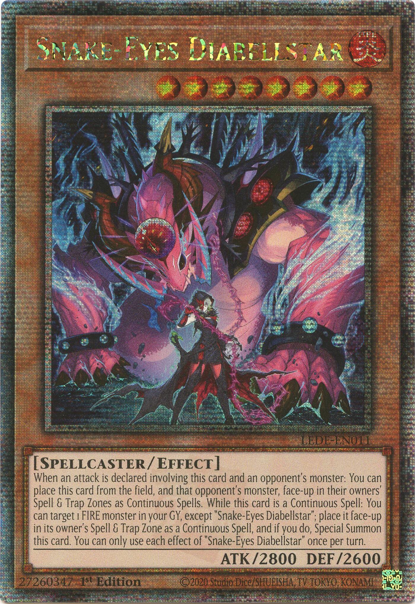 Snake-Eyes Diabellstar [LEDE-EN011] Quarter Century Secret Rare | Cracking-Singles