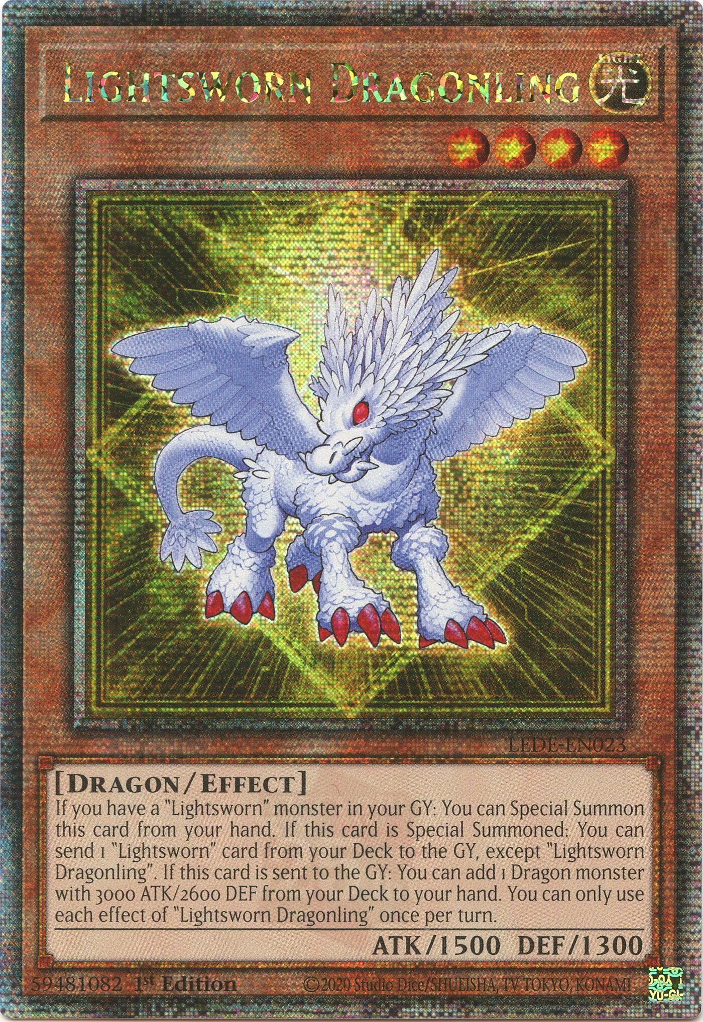 Lightsworn Dragonling (Quarter Century Secret Rare) [LEDE-EN023] Quarter Century Secret Rare | Cracking-Singles