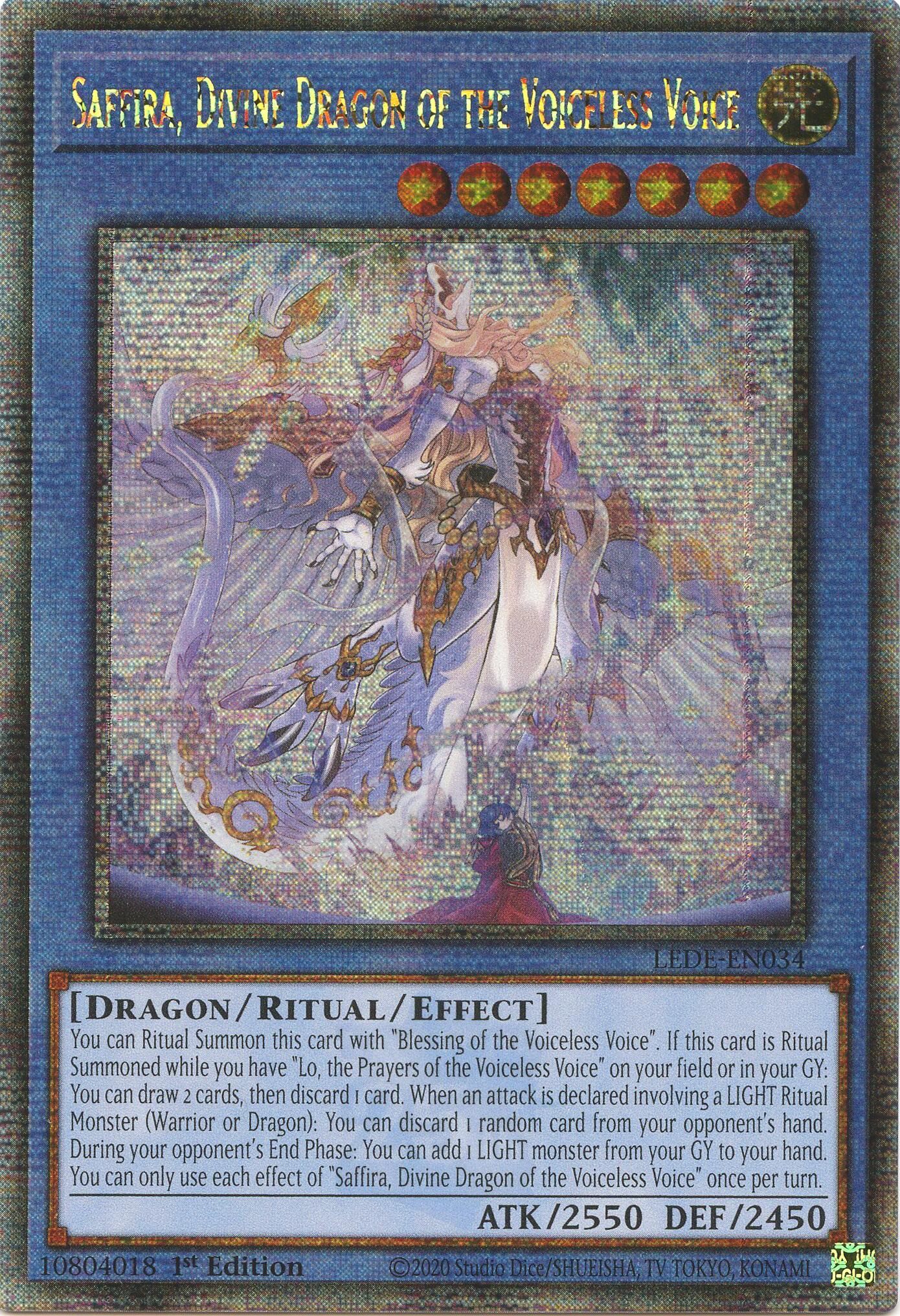 Saffira, Divine Dragon of the Voiceless Voice (Quarter Century Secret Rare) [LEDE-EN034] Quarter Century Secret Rare | Cracking-Singles