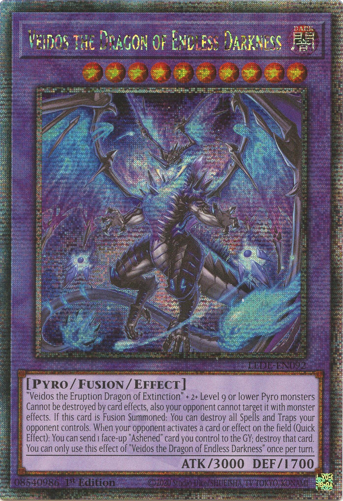 Veidos the Dragon of Endless Darkness (Quarter Century Secret Rare) [LEDE-EN092] Quarter Century Secret Rare | Cracking-Singles