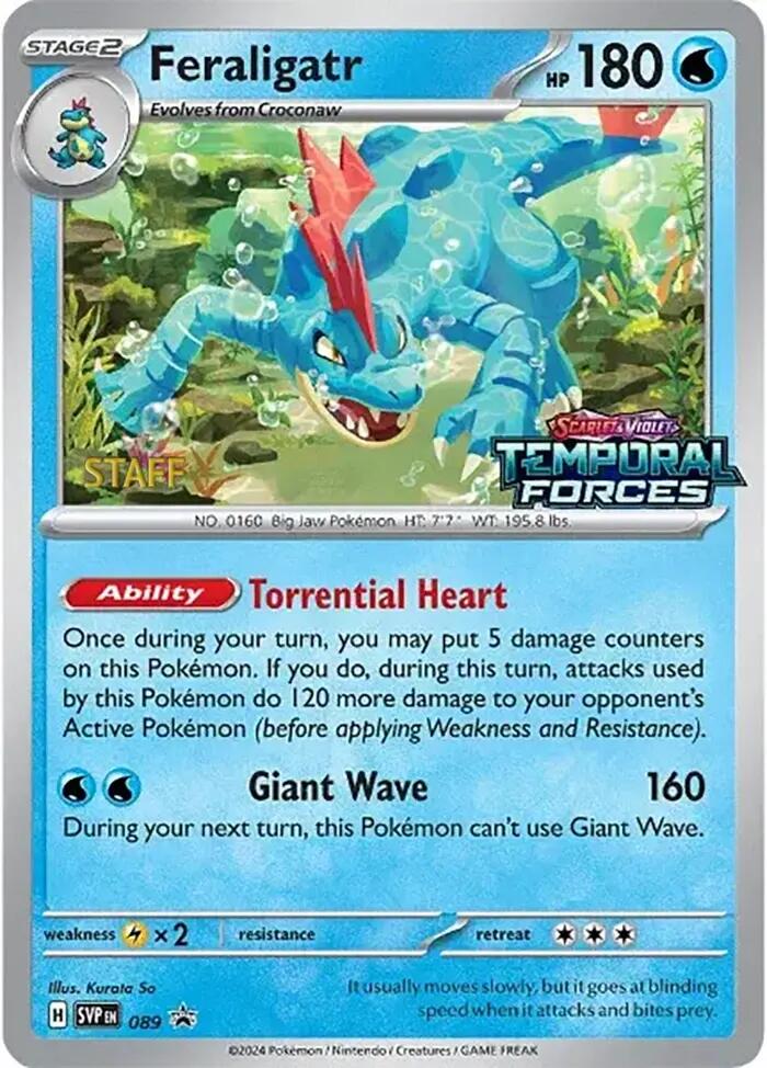 Feraligatr (089) (Staff Prerelease Promo) [Scarlet & Violet: Black Star Promos] | Cracking-Singles