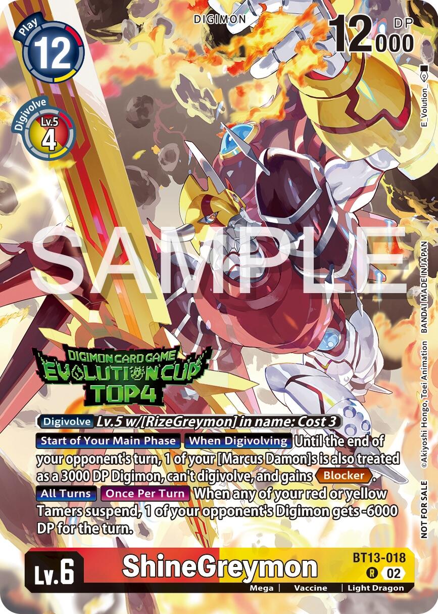 ShineGreymon [BT13-018] (2024 Evolution Cup Top 4) [Versus Royal Knights Booster Promos] | Cracking-Singles