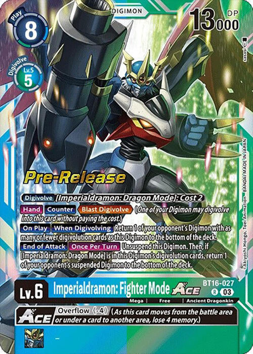 Imperialdramon: Fighter Mode Ace [BT16-027] [Beginning Observer Pre-Release Promos] | Cracking-Singles