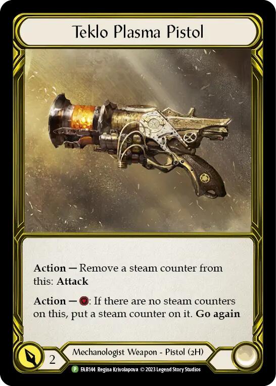 Teklo Plasma Pistol (Golden) [FAB144] (Promo)  Cold Foil | Cracking-Singles