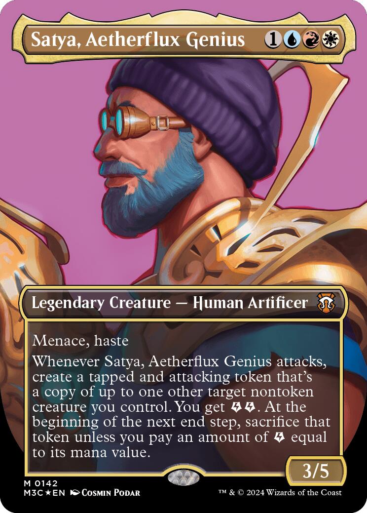 Satya, Aetherflux Genius (Borderless) (Ripple Foil) [Modern Horizons 3 Commander] | Cracking-Singles