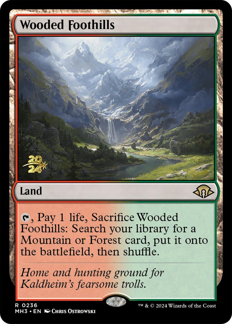 Wooded Foothills [Modern Horizons 3 Prerelease Promos] | Cracking-Singles