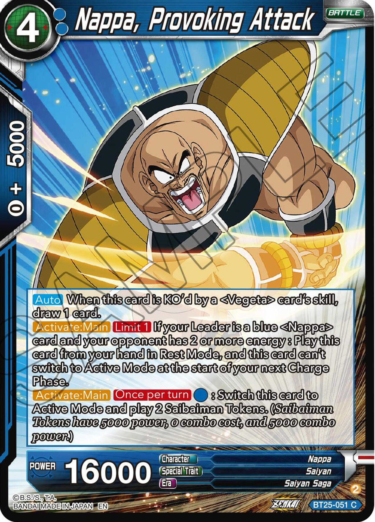 Nappa, Provoking Attack (BT25-051) [Legend of the Dragon Balls] | Cracking-Singles