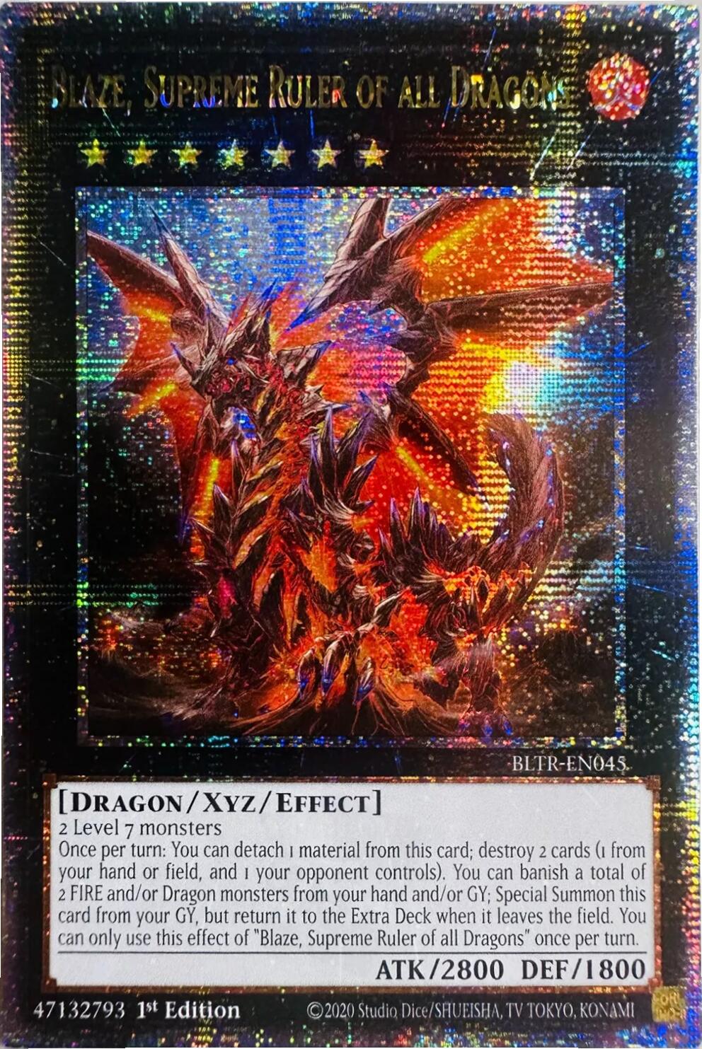 Blaze, Supreme Ruler of all Dragons (Quarter Century Secret Rare) [BLTR-EN045] Quarter Century Secret Rare | Cracking-Singles