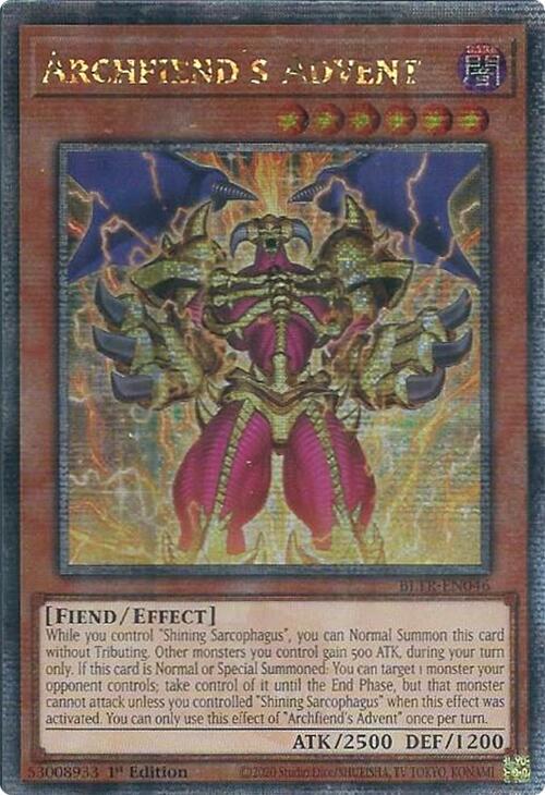 Archfiend's Advent (Quarter Century Secret Rare) [BLTR-EN046] Quarter Century Secret Rare | Cracking-Singles