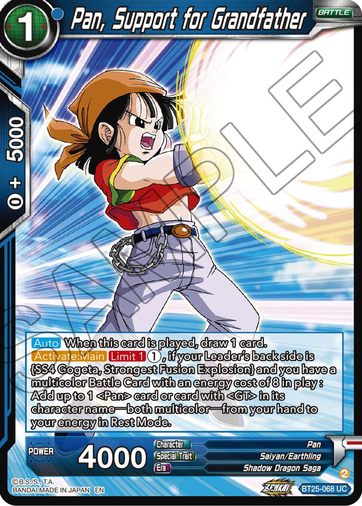 Pan, Support for Grandfather (BT25-068 UC) [Legend of the Dragon Balls] | Cracking-Singles