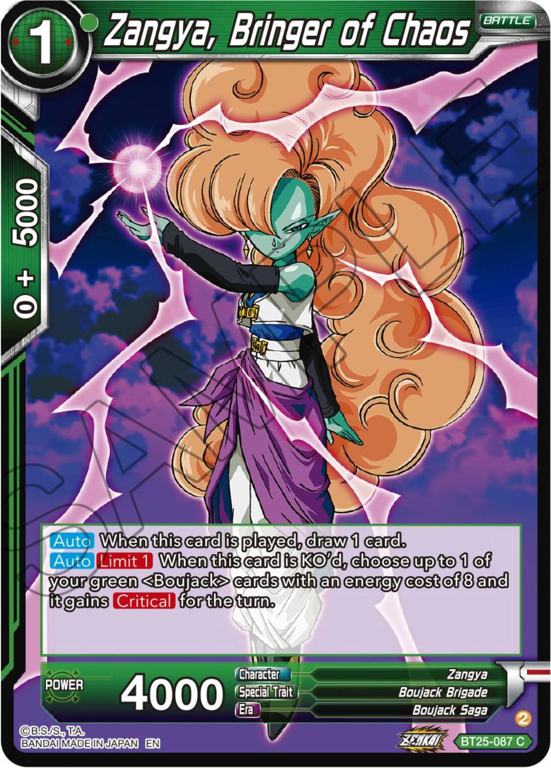 Zangya, Bringer of Chaos (BT25-087) [Legend of the Dragon Balls] | Cracking-Singles