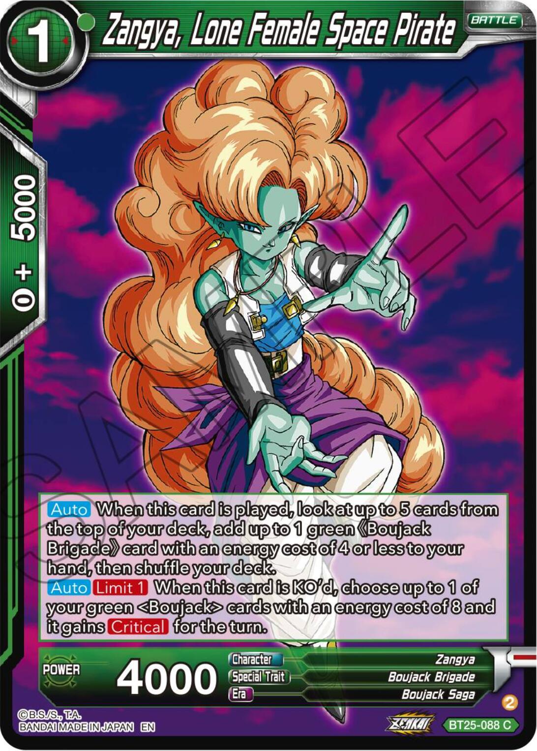 Zangya, Lone Female Space Pirate (BT25-088) [Legend of the Dragon Balls] | Cracking-Singles