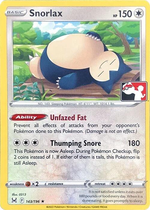 Snorlax (143/196) [Prize Pack Series Three] | Cracking-Singles