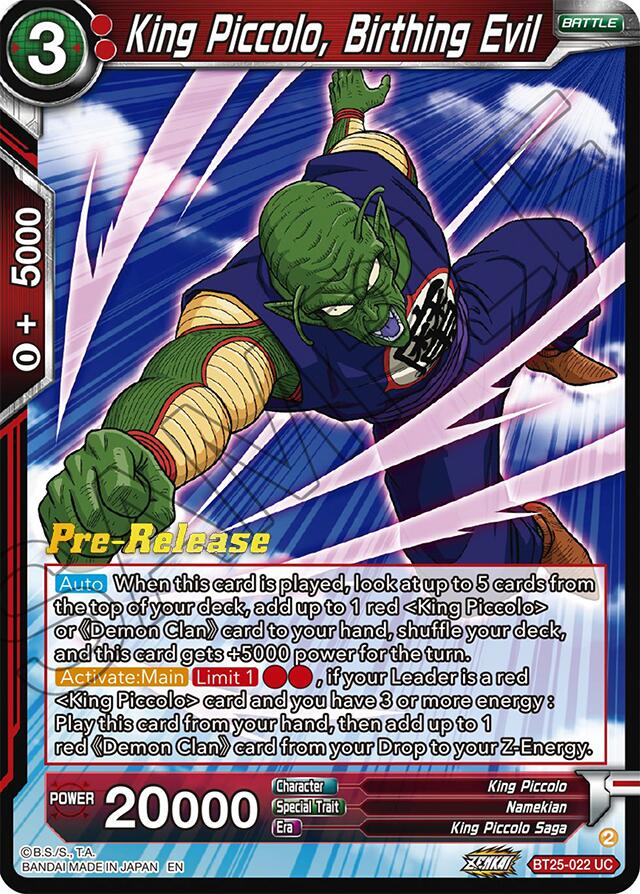 King Piccolo, Birthing Evil (BT25-022) [Legend of the Dragon Balls Prerelease Promos] | Cracking-Singles