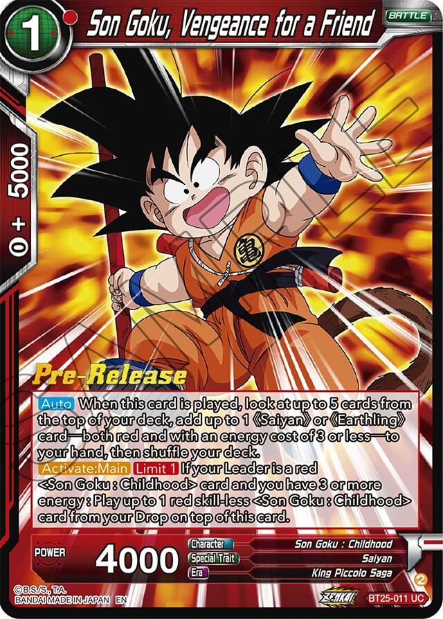 Son Goku, Vengeance for a Friend (BT25-011) [Legend of the Dragon Balls Prerelease Promos] | Cracking-Singles