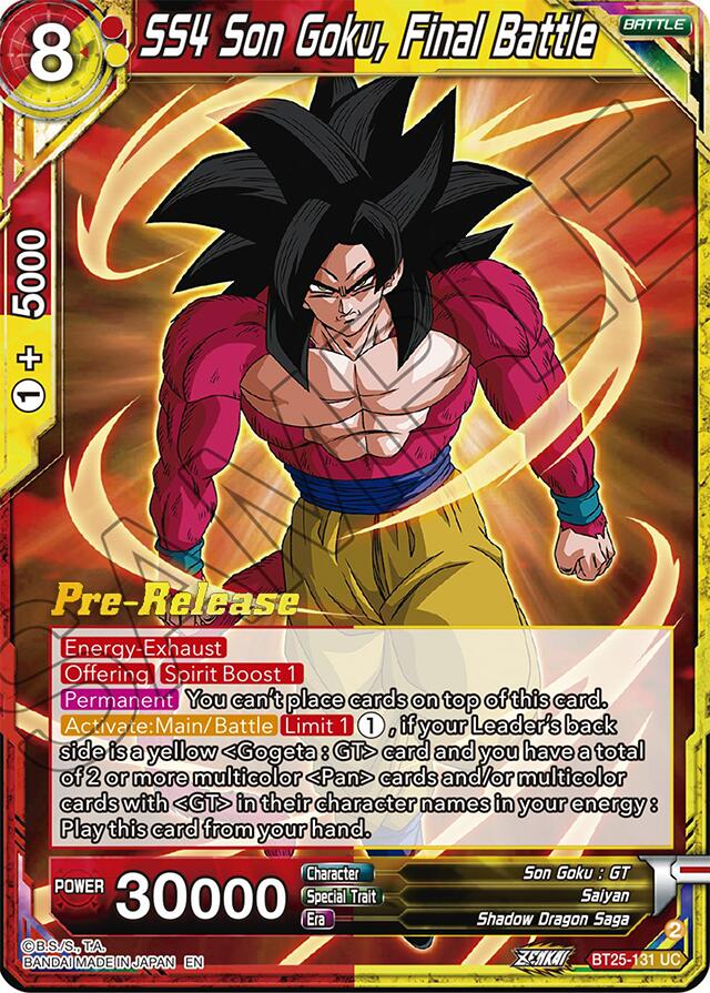 SS4 Son Goku, Final Battle (BT25-131) [Legend of the Dragon Balls Prerelease Promos] | Cracking-Singles