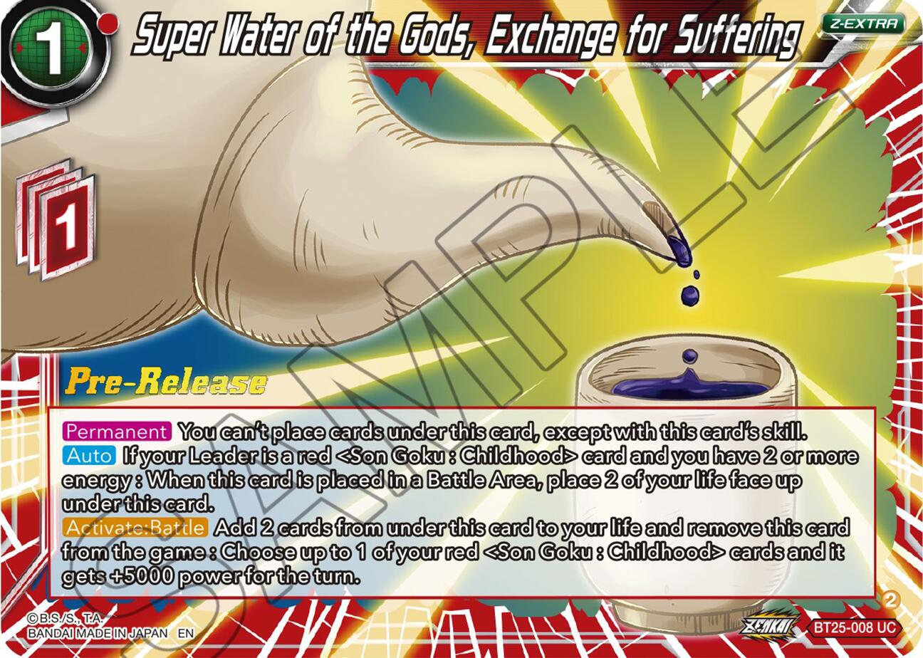 Super Water of the Gods, Exchange for Suffering (BT25-008) [Legend of the Dragon Balls Prerelease Promos] | Cracking-Singles