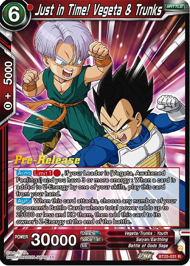 Just in Time! Vegeta & Trunks (BT25-031) [Legend of the Dragon Balls Prerelease Promos] | Cracking-Singles