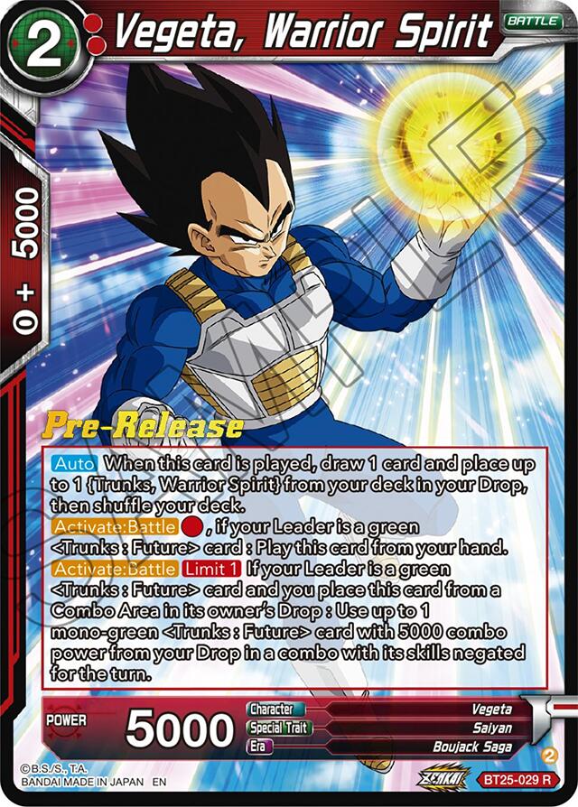 Vegeta, Warrior Spirit (BT25-029) [Legend of the Dragon Balls Prerelease Promos] | Cracking-Singles