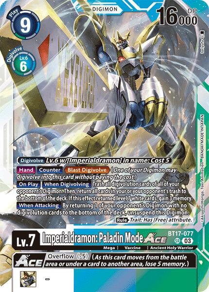 Imperialdramon: Paladin Mode ACE [BT17-077] [Secret Crisis] | Cracking-Singles