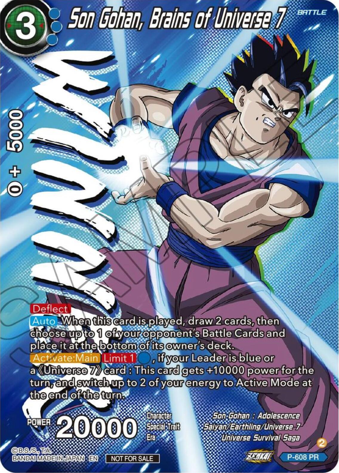 Son Gohan, Brains of Universe 7 (Tournament Pack Vol. 8) (Winner) (P-608) [Promotion Cards] | Cracking-Singles