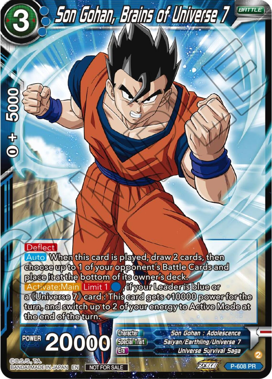 Son Gohan, Brains of Universe 7 (Tournament Pack Vol. 8) (P-608) [Promotion Cards] | Cracking-Singles