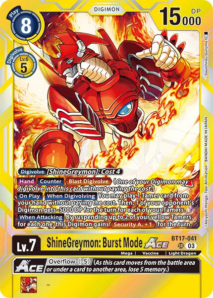 ShineGreymon: Burst Mode ACE [BT17-041] [Secret Crisis] | Cracking-Singles