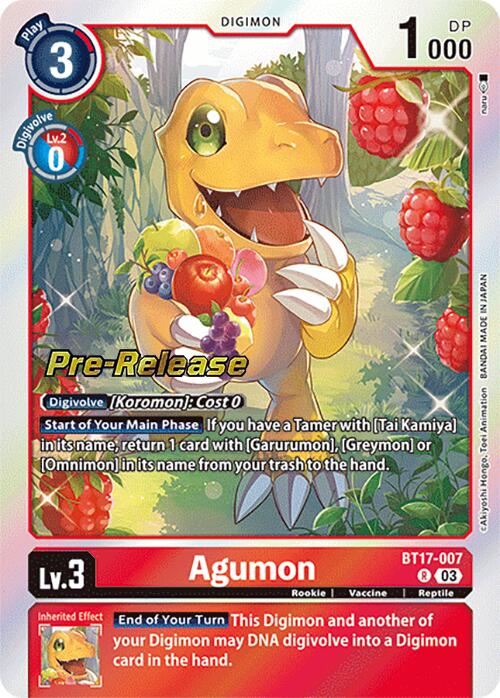 Agumon [BT17-007] [Secret Crisis Pre-Release Cards] | Cracking-Singles