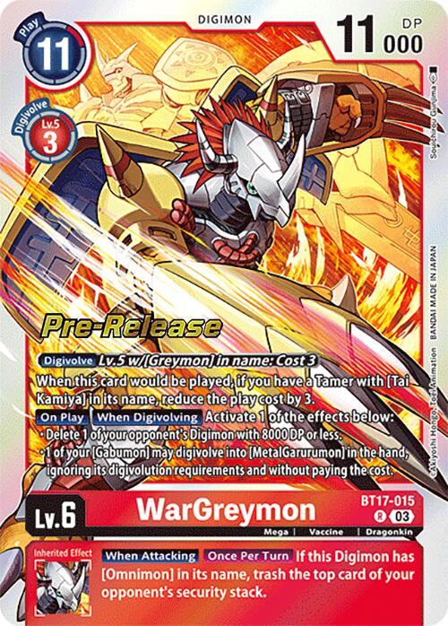 WarGreymon [BT17-015] [Secret Crisis Pre-Release Cards] | Cracking-Singles