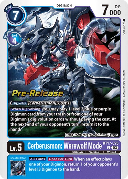 Cerberusmon: Werewolf Mode [BT17-025] [Secret Crisis Pre-Release Cards] | Cracking-Singles