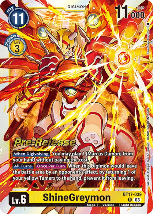 ShineGreymon [BT17-039] [Secret Crisis Pre-Release Cards] | Cracking-Singles