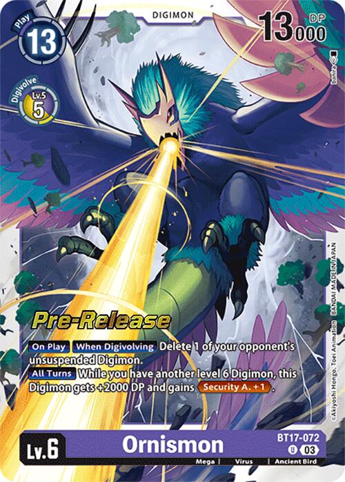 Ornismon [BT17-072] [Secret Crisis Pre-Release Cards] | Cracking-Singles