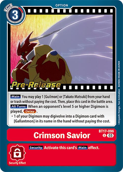 Crimson Savior [BT17-096] [Secret Crisis Pre-Release Cards] | Cracking-Singles