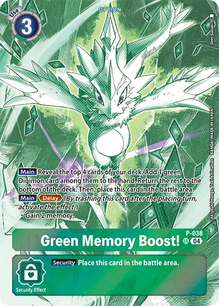 Green Memory Boost! [P-038] (Starter Deck 18 Exclusive) [Starter Deck: Guardian Vortex Promos] | Cracking-Singles