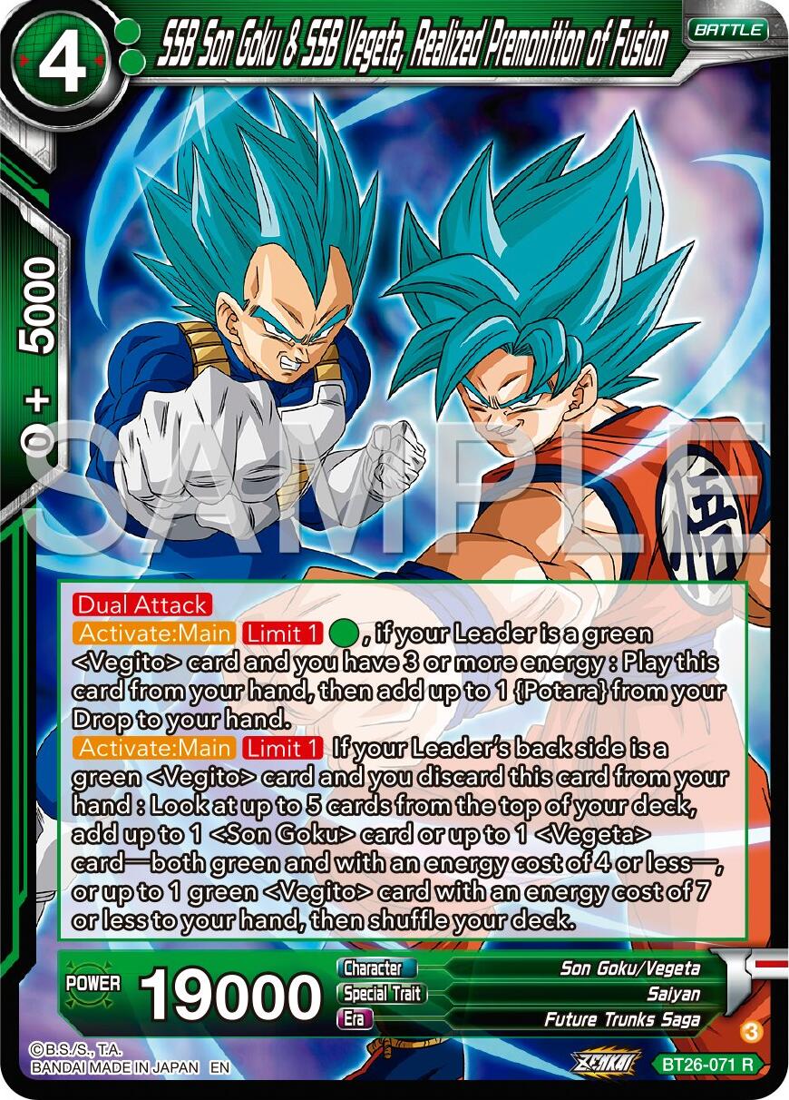 SSB Son Goku & SSB Vegeta, Realized Premonition of Fusion (BT26-071) [Ultimate Advent] | Cracking-Singles