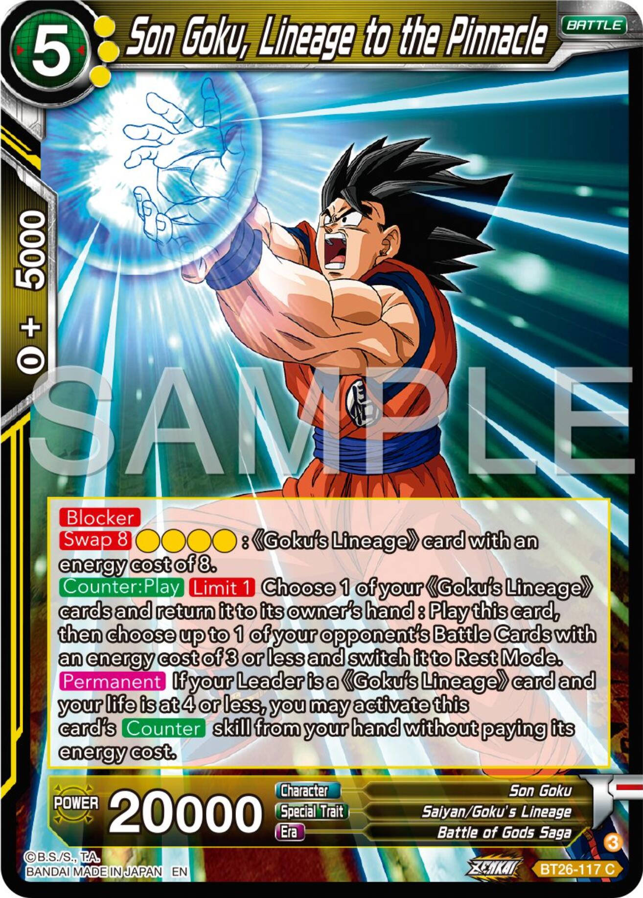 Son Goku, Lineage to the Pinnacle (BT26-117) [Ultimate Advent] | Cracking-Singles